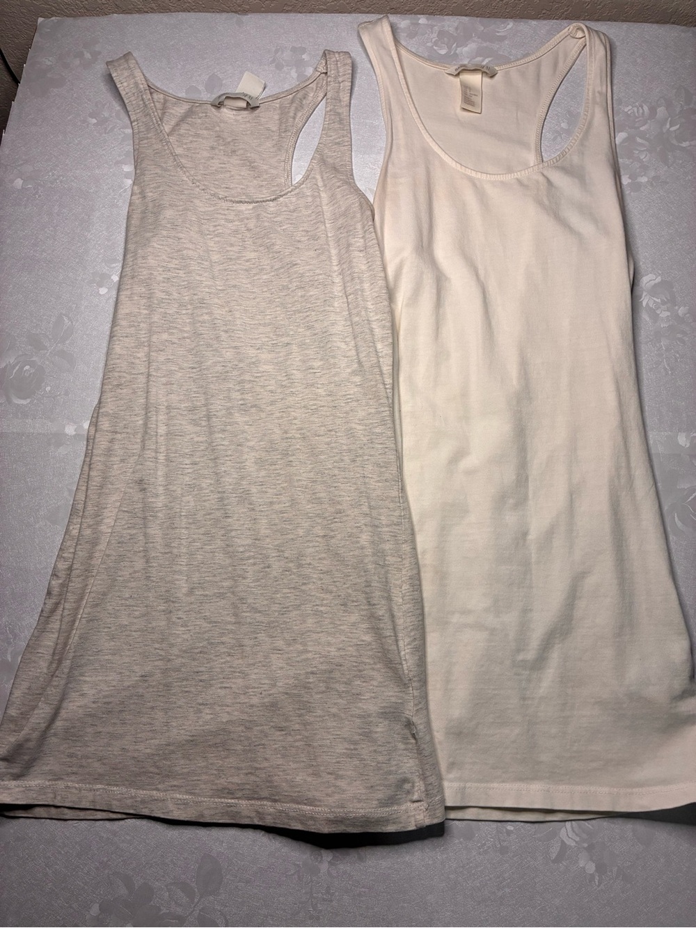 H&M Ribbed Racerback Tank Tops - Cream & Light Heather